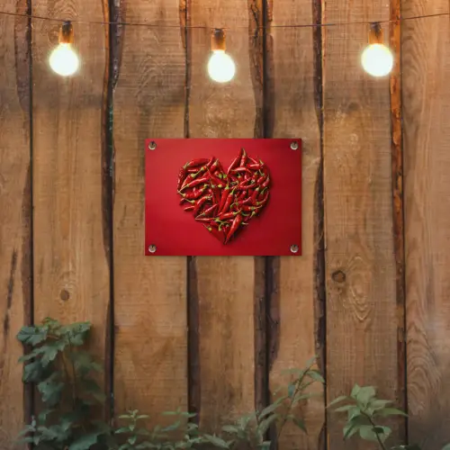 Pepers - Rood - Hart tuinposter los doek klein -sfeer1
