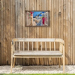 Doorkijk - Santorini - Landschap - Blauw - Grieks Tuinposter op houten frame 2 cm dik klein -sfeer4