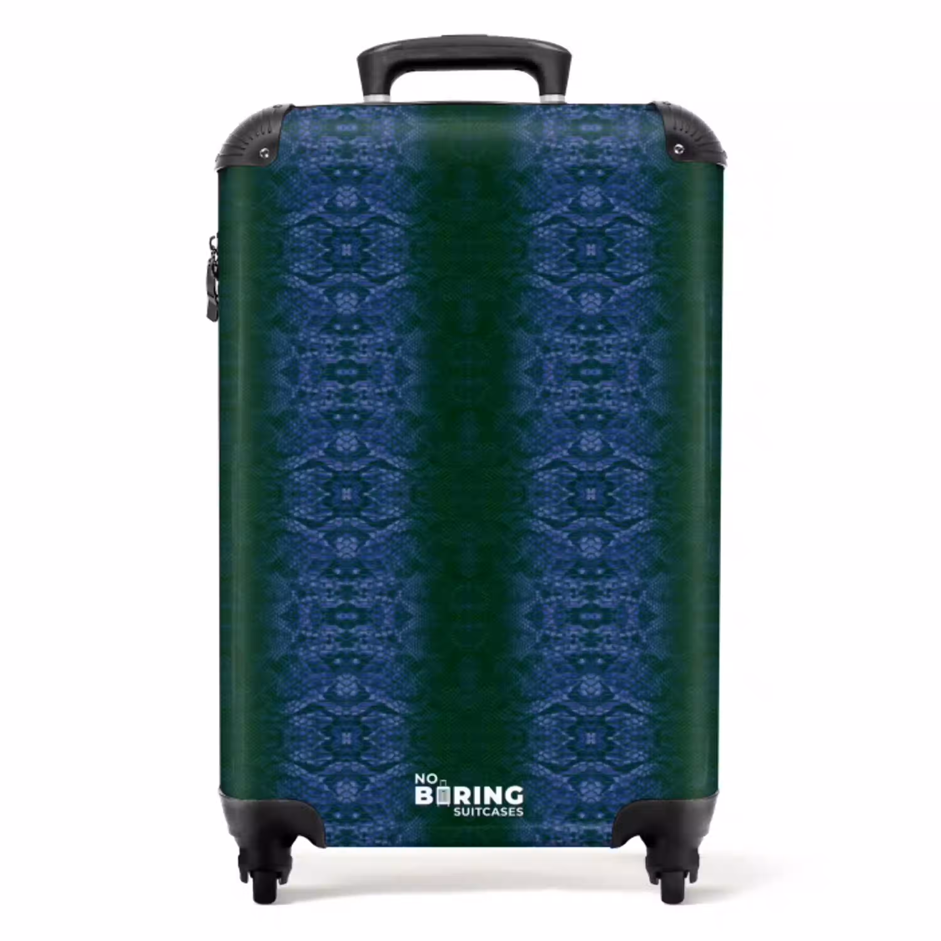Donkerblauw slangenhuid met symmetrische schubstructuur NBS - Handbagage koffer - Volwassenen Unisex middel -productfoto_recht