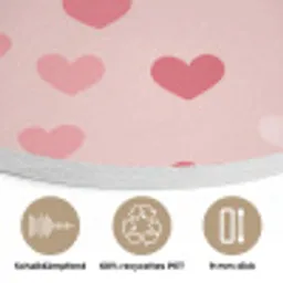 Hartjes - Patroon - Roze - Eenvoudig Akoestische PET Vilt - Rond klein -closeup_DE