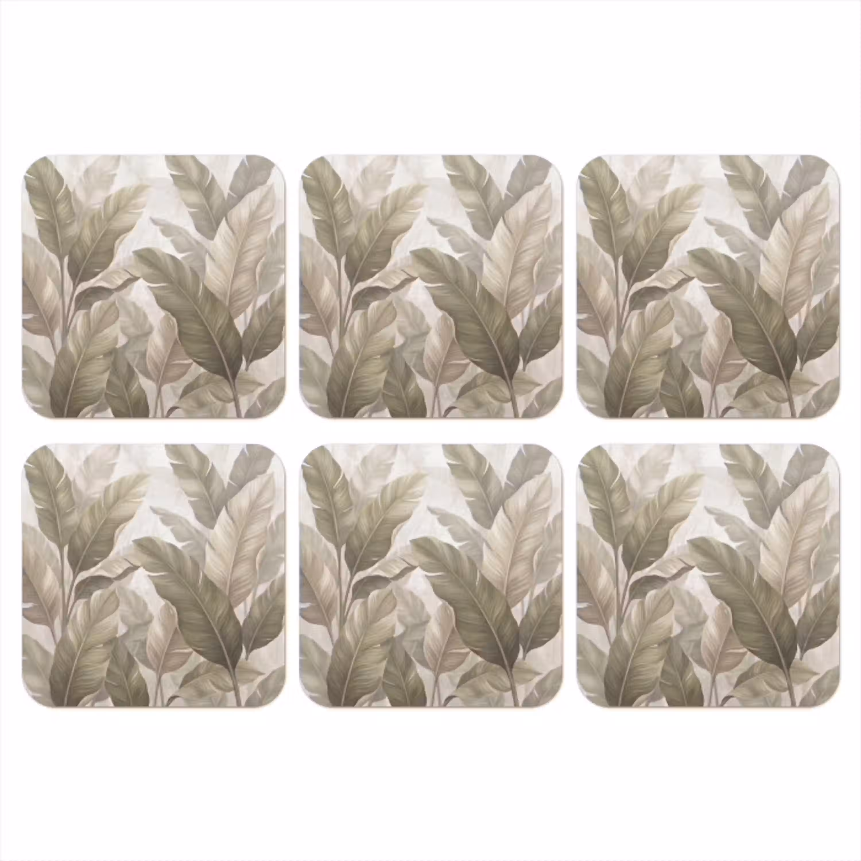 Bladeren - Tropisch - Natuur - Abstract - Beige onderzetter kurk middel -3d
