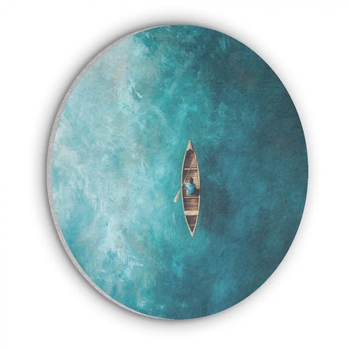 Bootje - Water - Blauw Akoestische PET Vilt - Rond klein -3d
