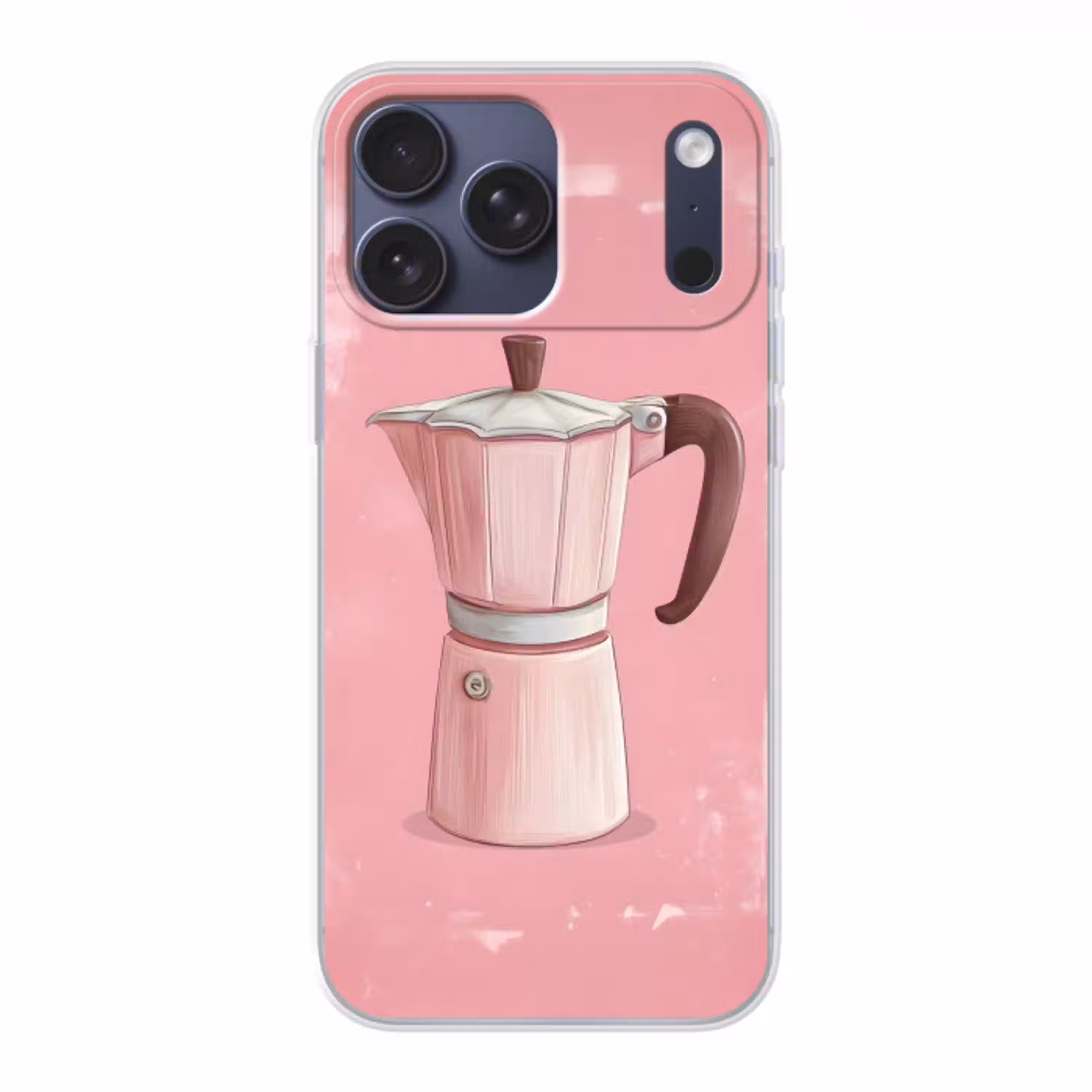 Roze - Mokkapot - Illustratie - Koffie Telefoonhoesje iPhone 17 Pro Max klein -3d