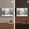 Rendier - Sneeuw - Woud - Wit Light Box met batterij (Wandlamp) middel -sfeer3