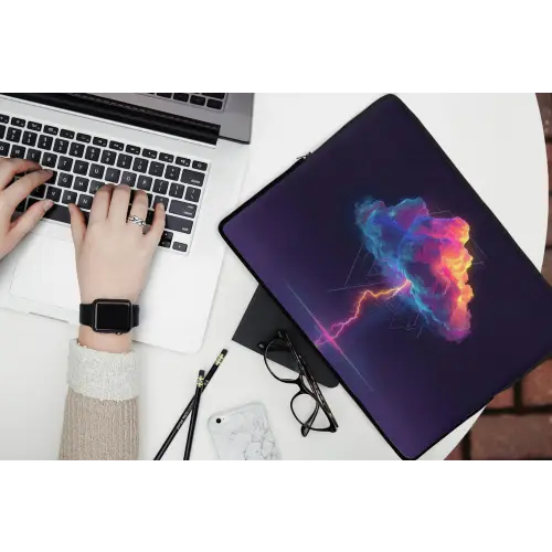 Donderwolk - Bliksemschicht - Licht - Blauw laptophoes neopreen klein -bureau