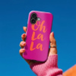 Oh la la - Roze - Oranje - Minimalistisch Toughcase MagSafe Apple iPhone 17 klein -Sfeer1V