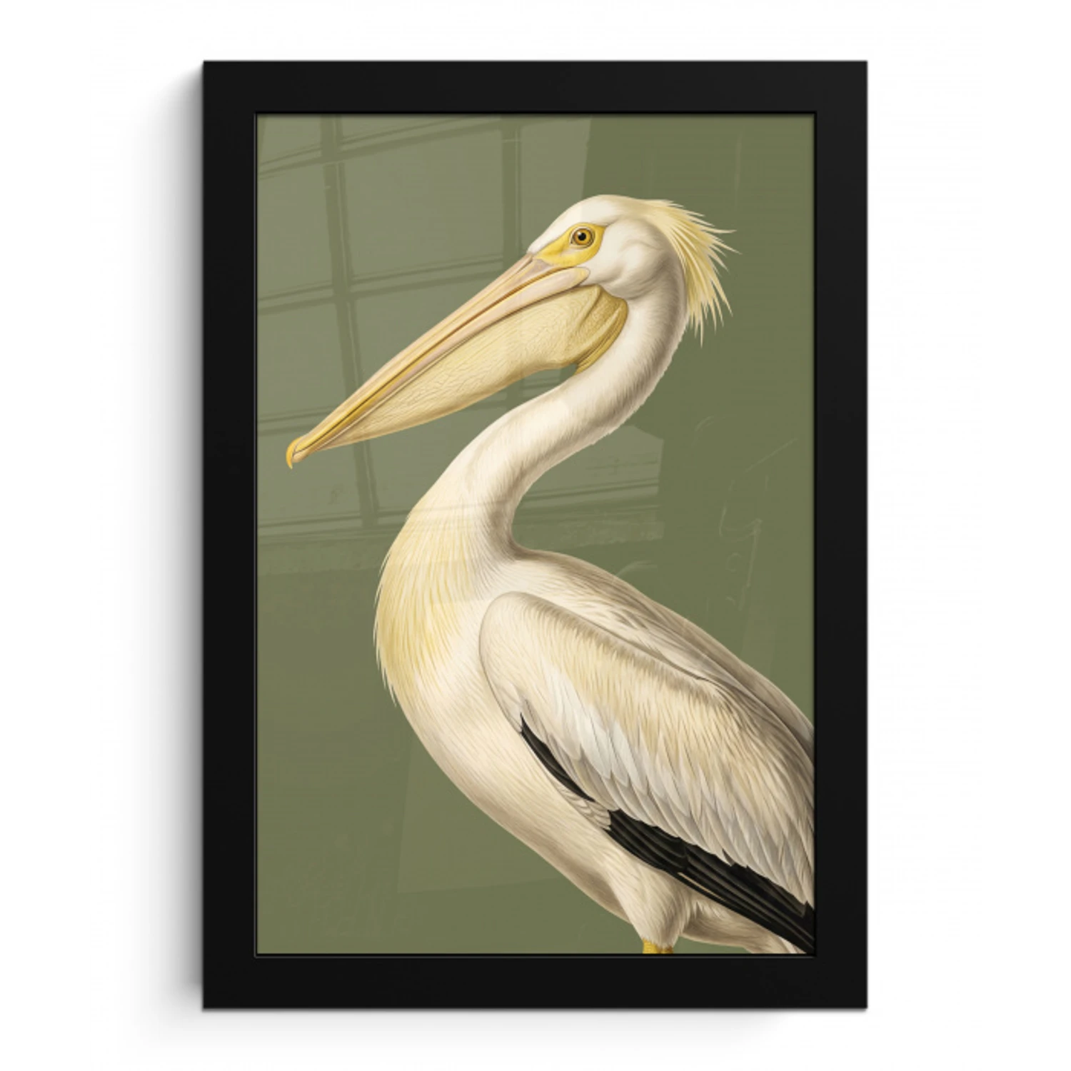 Pelikaan - Wit - Vogel - Klassiek - Natuur fotolijst zwart zonder passe partout klein -3d