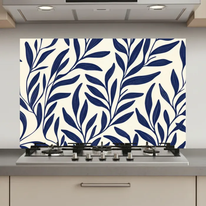 Bladeren - Klimop - Donkerblauw keuken achterwand spatscherm klein -3d_website