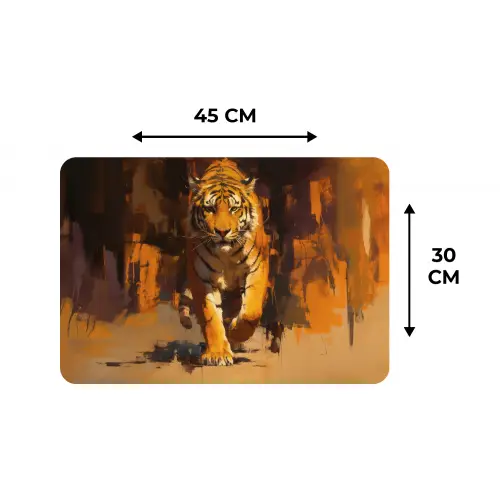 Tijger - Geschilderd - Oranje - Penseelstreken Placemat vinyl groot -specs