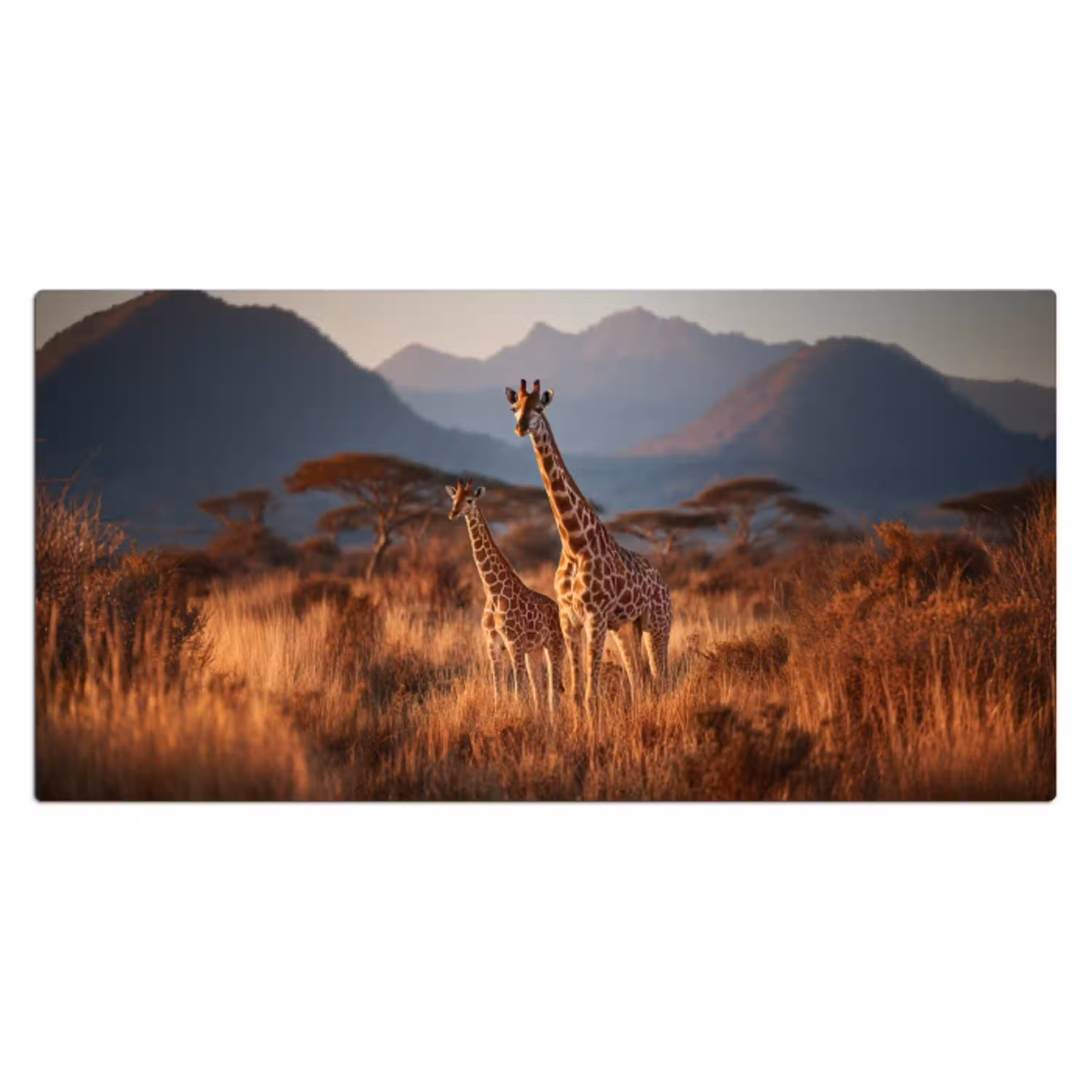 Giraffen - Hoog gras - Acaciabomen Muismat XXL klein -3d_leeg