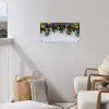 Bloemen - Muur - Geel - Paars tuinposter los doek klein -sfeer8