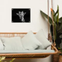 Giraffe - Dier - Zwart - Wit tuinposter los doek klein -sfeer7
