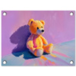 Teddybeer - Schaduw - Penseelstreken - Paars tuinposter los doek klein -3d