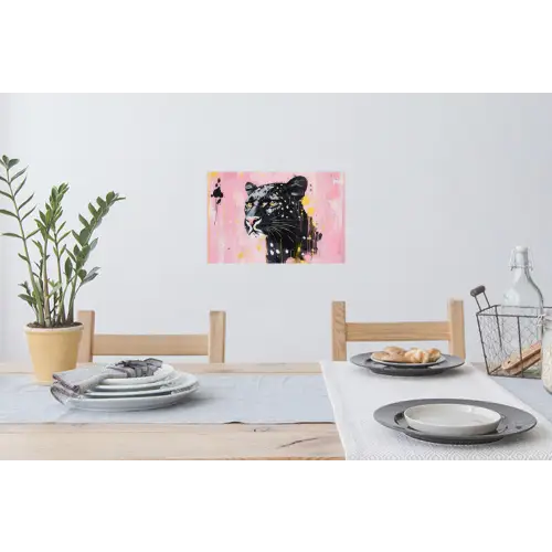 Zwart - Panter - Roze - Abstract Muursticker klein -eettafel