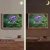 Viooltjes - Paars - Bloem - Bladeren Light Box met batterij (Wandlamp) middel -sfeer3