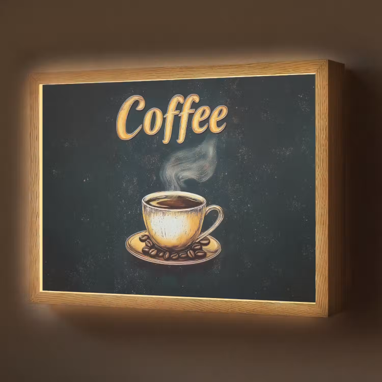 Lightbox - Wandlamp - Koffie - Schotel - Koffiebonen - Retro