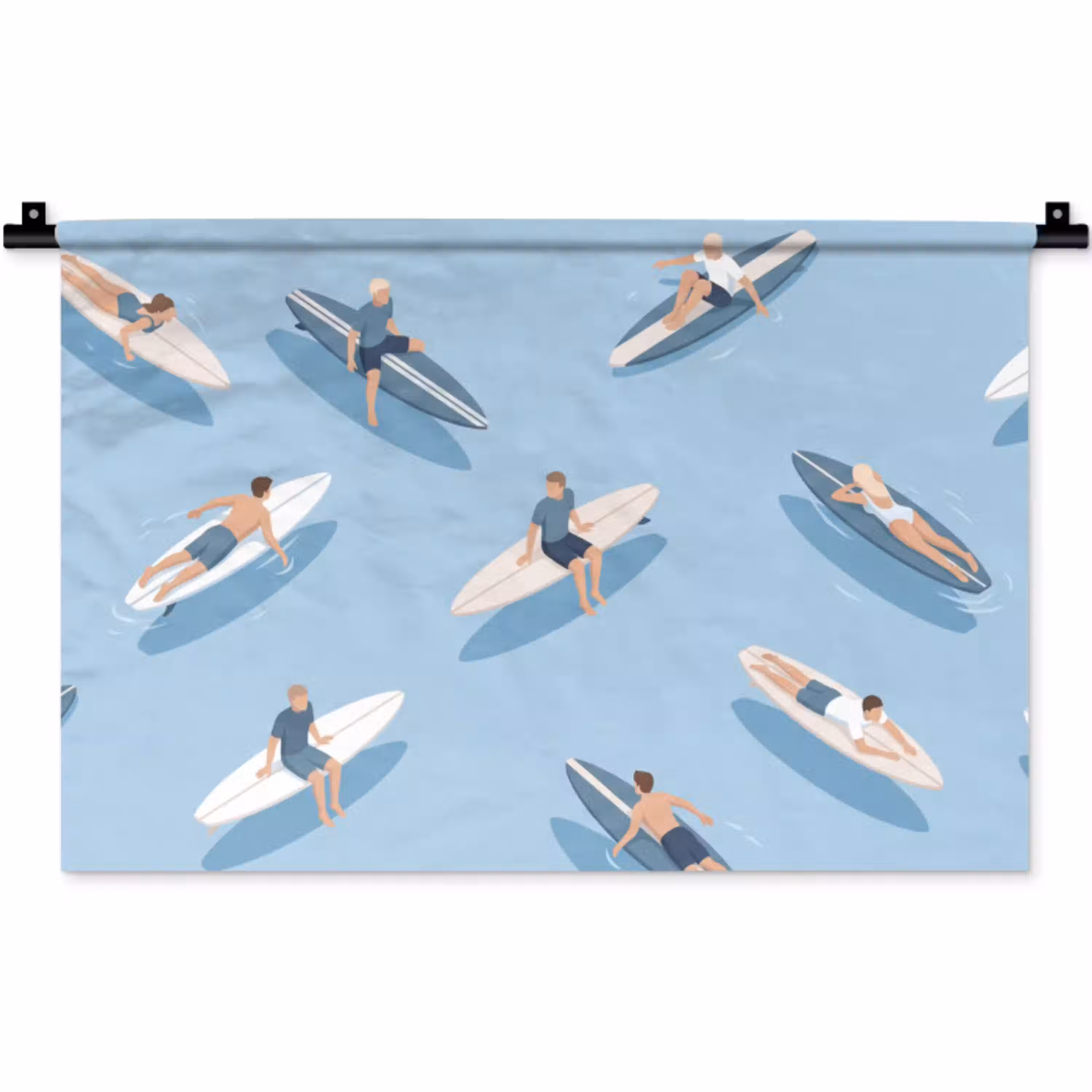Mensen - Surfen - Water - Zomer - Illustratie Wandkleed katoen klein -zz3d