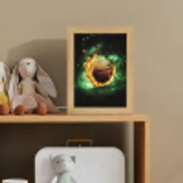 Basketbal - Vuur - Vlammen - Groen Light Box met kabel klein -sfeer2_kind