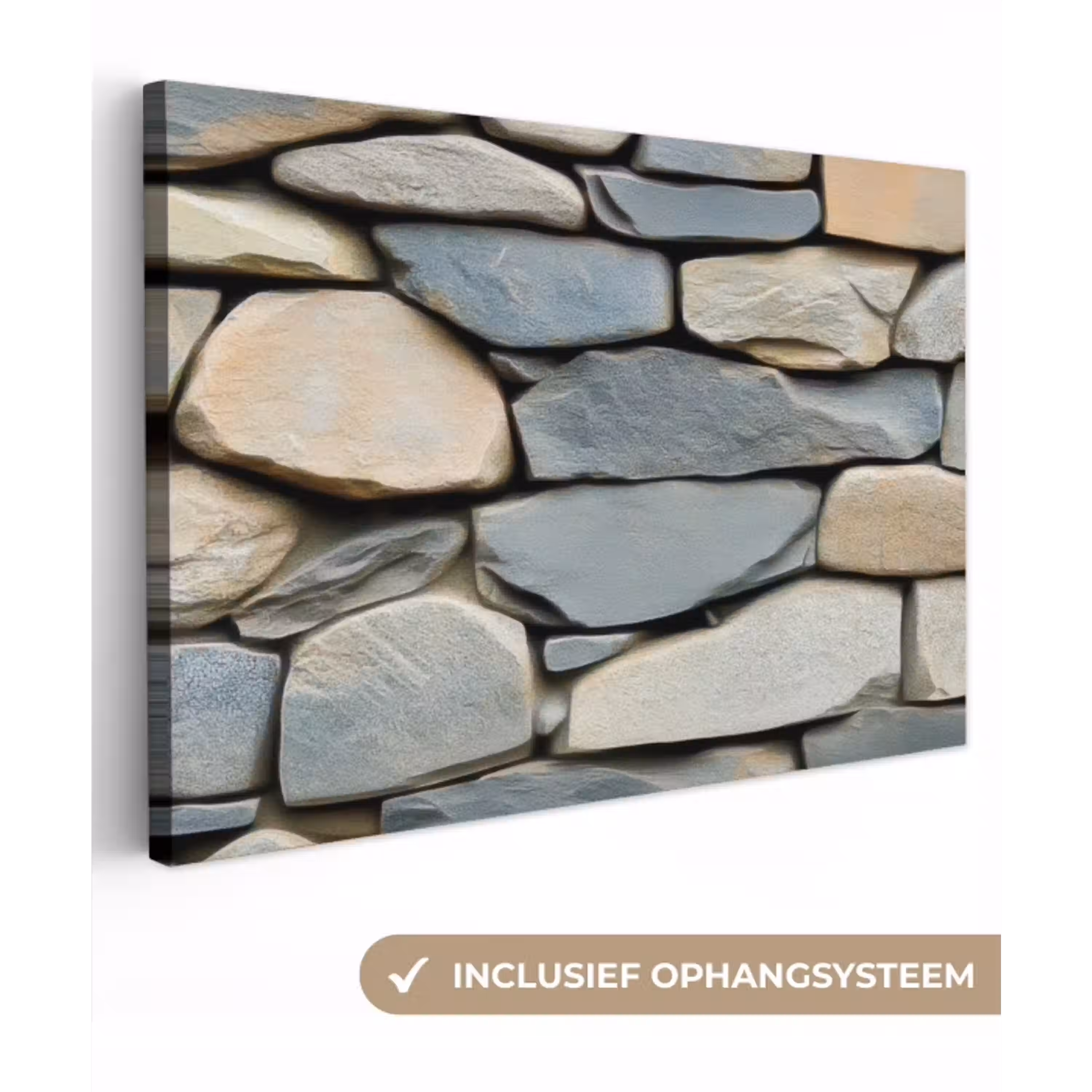 Stenen - Rustiek - Grijs canvas 2cm klein -3d
