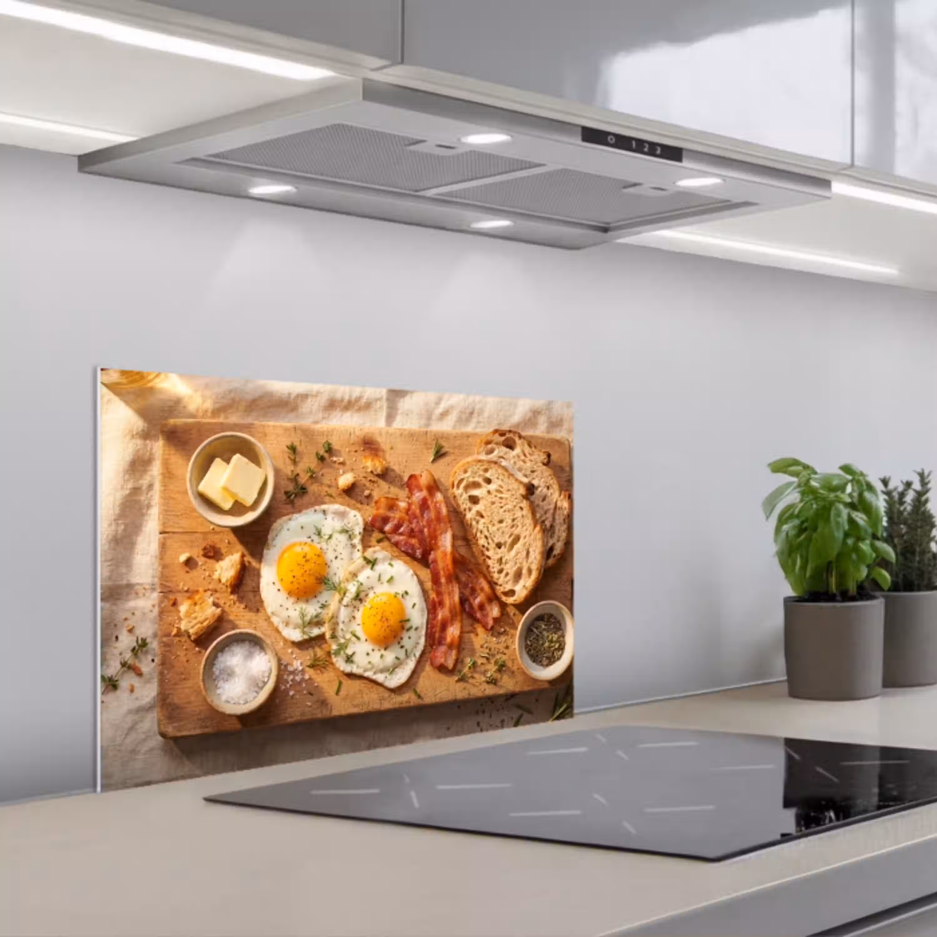 Eten - Ontbijt - Hout - Rustiek - Geel keuken achterwand spatscherm klein -3d_schuin