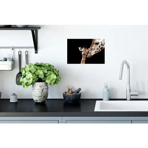 Giraffe - Dieren - Zwart - Portret - Dieren Muursticker klein -keuken
