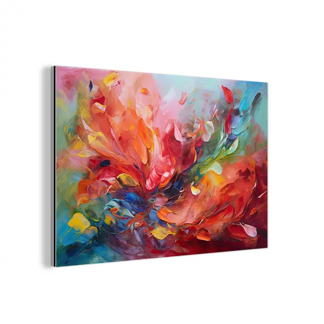 Olieverf - Kunst - Abstract - Kleurrijk aluminium wit klein -3d