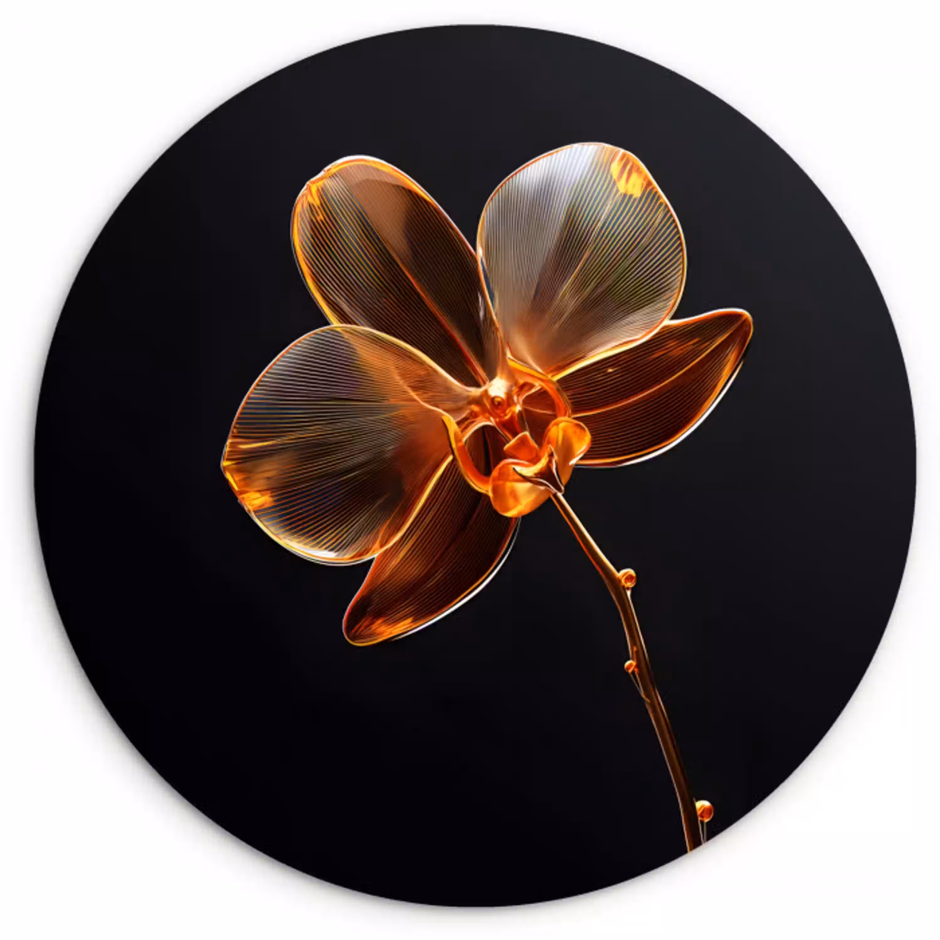 Orchidee - Doorzichtig - Bloem Wandcirkel kunststof plaat 5mm dik klein -3d