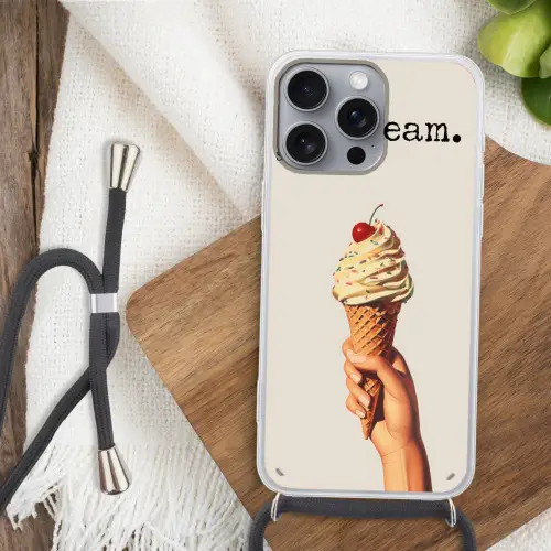 Ice cream - Softijs - Kleurrijk - Kers Hoesje iPhone 16 Pro Max met koord klein -sfeer4