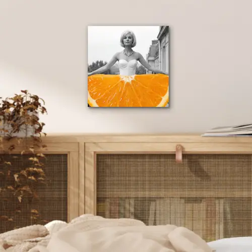 Sinaasappel - Eiffeltoren - Vrouw aluminium wit klein -sfeer3