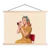 Illustratie - Mascara - Vrouw - Geel textielposter latten blank klein -3d