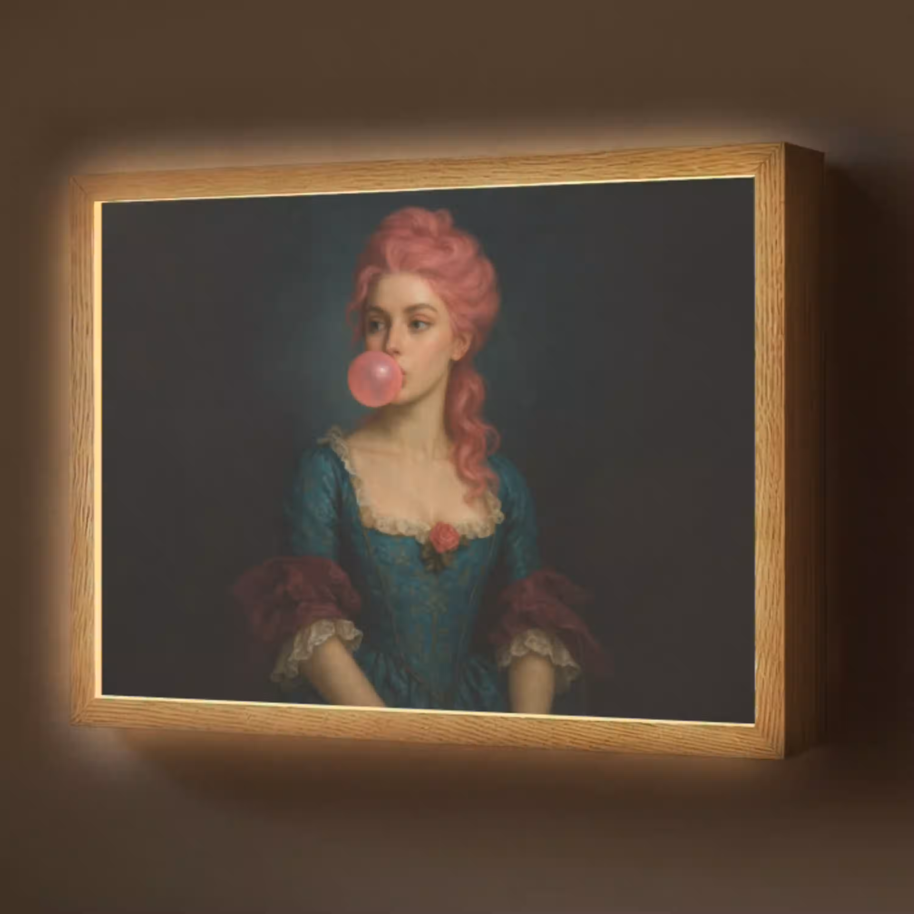 Vrouw - Portret - Kauwgombel Light Box met batterij (Wandlamp) middel -z3d_website