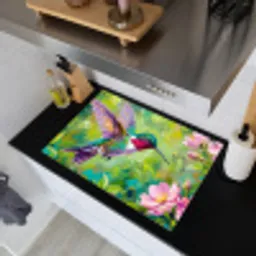 Kolibrie - Bloemen - Natuur - Kleurrijk Inductie beschemer met haakjes klein -sfeer1