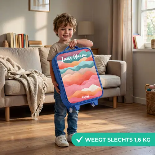 Golven - Kleurrijk - Abstract Kinderkoffer - Blauw klein -sfeer2_NL