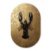 Kreeft - Zwart - Goud - Luxe Wandcirkel Ovaal Glas middel -3d
