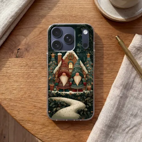 Kerst - Gnomen - Peperkoekhuisje - Rood - Groen Telefoonhoesje iPhone 17 Pro klein -sfeer1