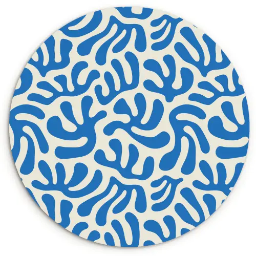 Blauw - Abstract - Bladeren - Patroon Wandcirkel plexiglas klein 852 -3d