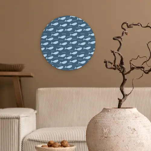 Klein - Oceaan - Golven - Blauw Wandcirkel kunststof plaat 5mm dik klein 188 -sfeer1