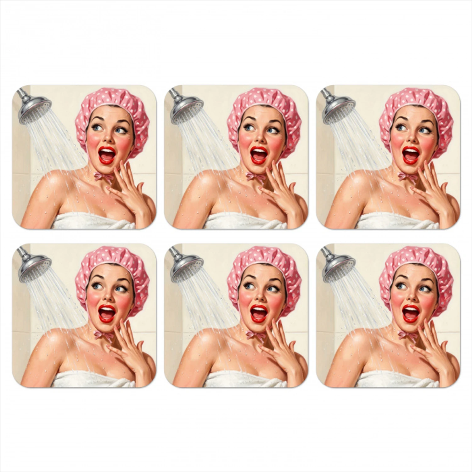 Vrouw - Douche - Roze onderzetter kurk middel -3d