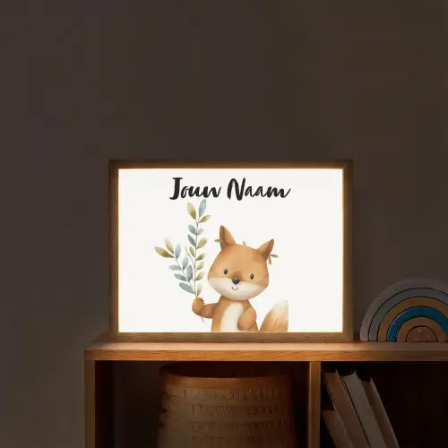 Vos - Dier - Bosdieren Light Box met batterij (Wandlamp kind) middel -sfeer1_kind