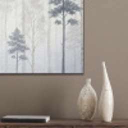 Bos - Bomen - Mist - Natuur - Illustratie - Grijs PET vilt klein -sfeer6_closeup