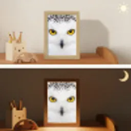 Sneeuwuil - Portret - Geel Light Box met kabel (Kinderlampje) klein -sfeer3_kind