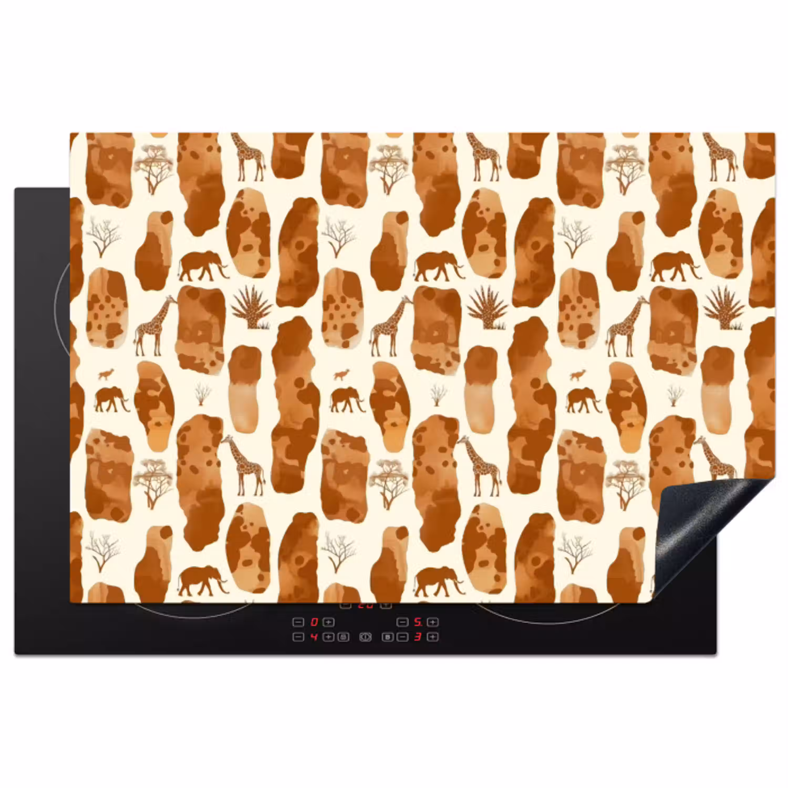 Terracotta - Safari - Dieren - Patroon Inductie beschermer vinyl 3mm klein 276 -3d