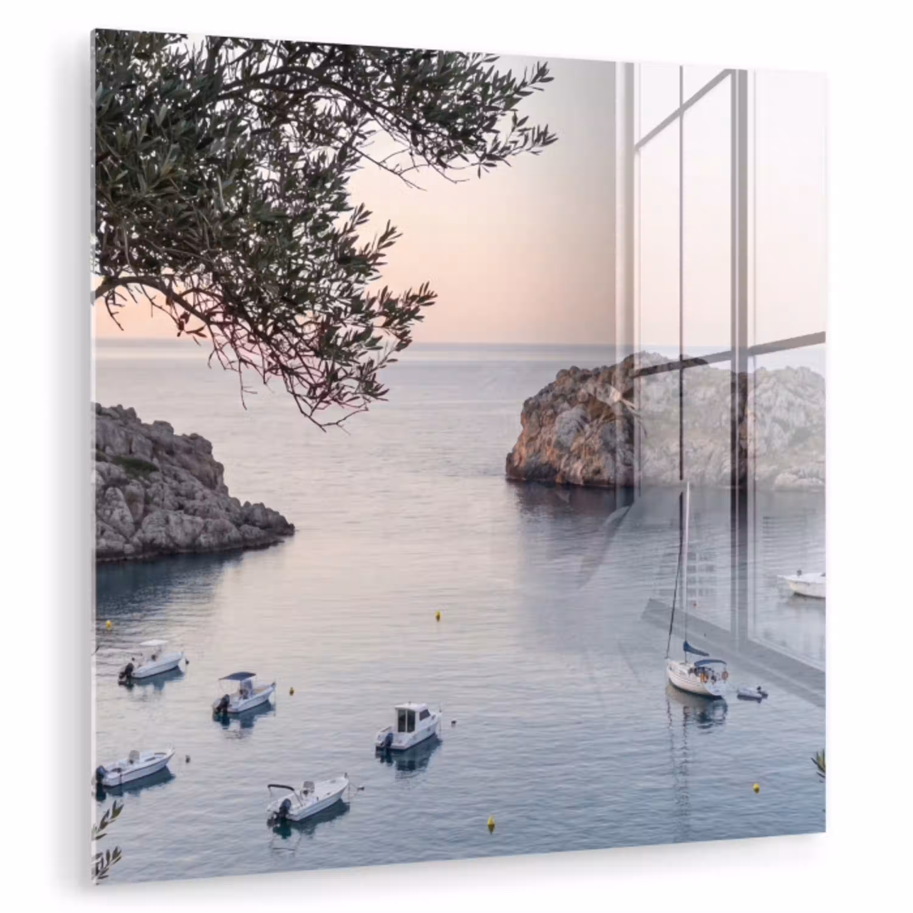 Baai - boten - zonsondergang plexiglas 5mm klein -zzzproduct_nieuw