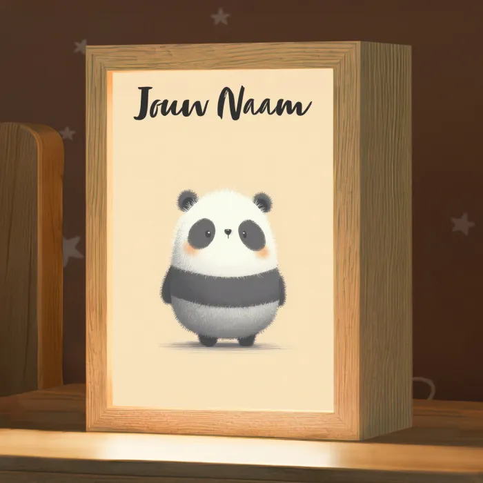 Panda - Beige - Minimalistisch Light Box met kabel (Kinderlampje) klein -zzz_3d_website