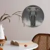 Olifant - Zwart - Wit - Rook Akoestische PET Vilt - Rond klein -sfeer3