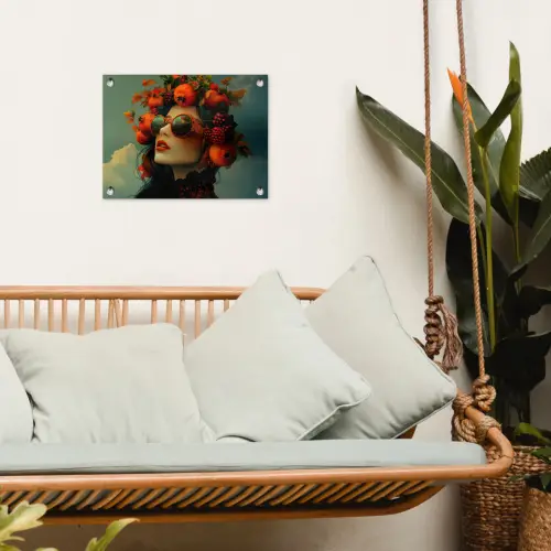 Vrouw - Granaatappel - Herfst - Zonnebril tuinposter los doek klein -sfeer7