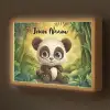 Panda - Bamboebos - Groen Light Box met batterij (Wandlamp kind) middel -z3d_website