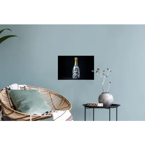 Champagne - Bloemen - Goud - Chique Muursticker klein -plant