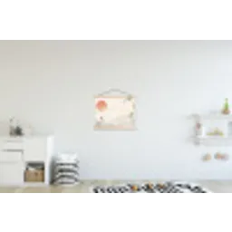 Minimalistisch - Bamboe - Groen textielposter latten blank klein -kinderkamer