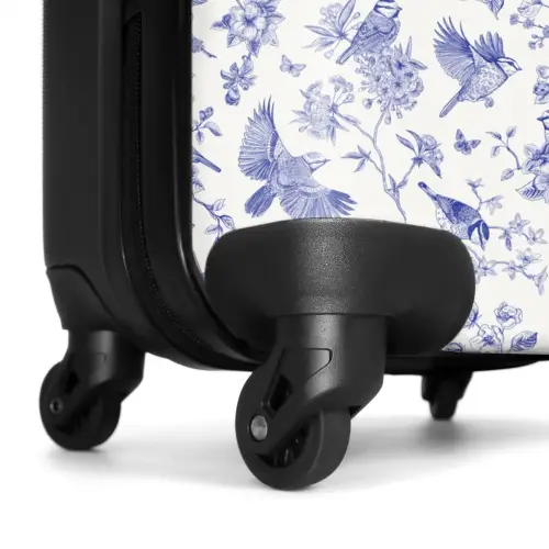 Klassiek vogel en bloemen patroon blauw met wit NBS - Handbagage koffer - Kinderen Unisex middel -wiel